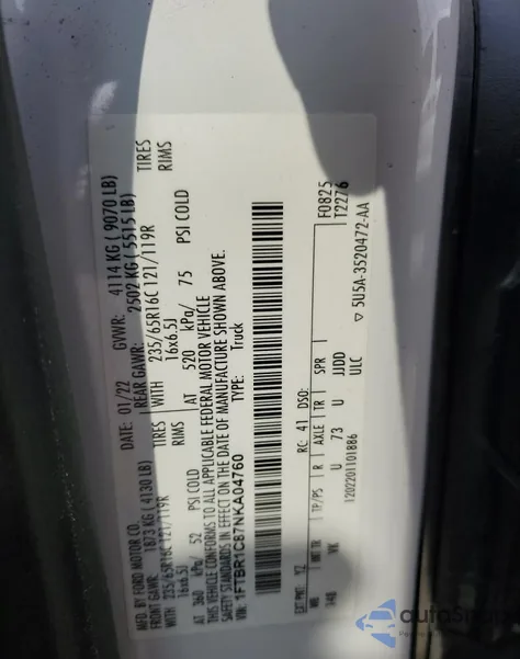 2022 Ford Transit T-250 from USA, damaged, VIN 1FTBR1C87NKA04760